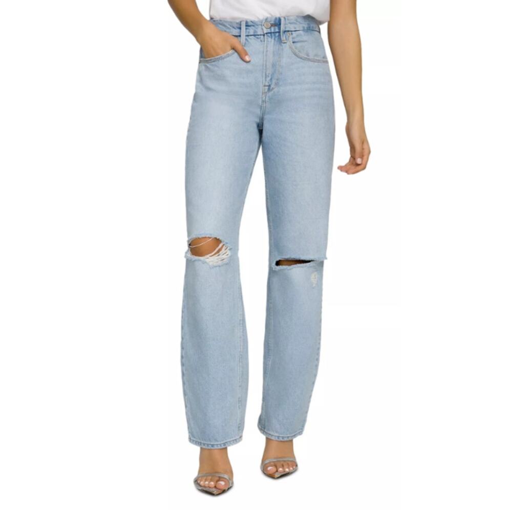 Good American Women's Blue542 Good 90s Ripped High Rise Wide Leg Jeans Size 0/25